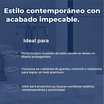 Lavabo de sobreponer rebosadero una perforación Blanco Helvex
