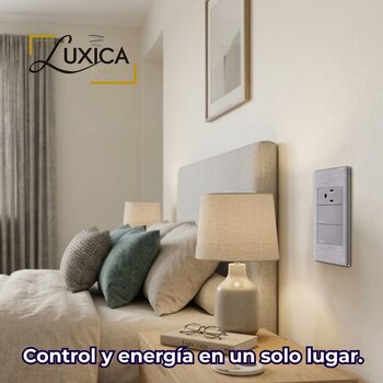 Placa Con 2 Apagadores y 1 Contacto Plata Luxica