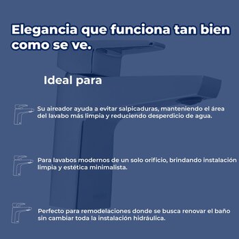 Llave Monomando bajo Para lavabo Helvex Lusitania LUS-100