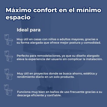 Sanitario WC Blanco Alargado Helvex Palanca 4.8L Option P