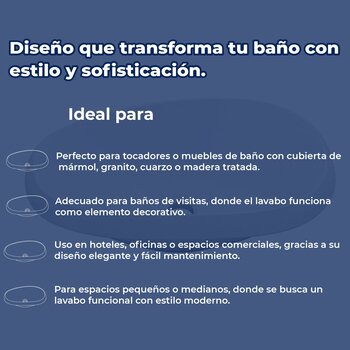 Lavabo de Sobreponer sin Rebosadero Helvex Elipsis