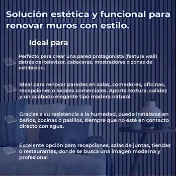 Panel Lambrin de pared WPC interior nogal 16.5X290X2.2 CM
