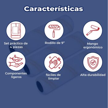 Kit Charola Rodillo 6 Piezas Para Pintar