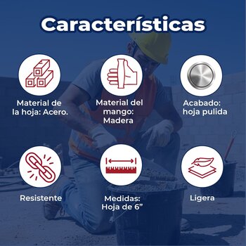 Cuchara para albañil 6" pulgadas tipo Filadelfia, Pretul