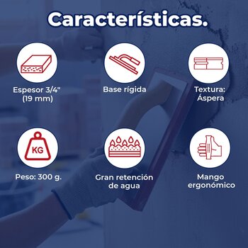 Llana Esponja Profesional 9-1/2" espesor 3/4" áspero Truper