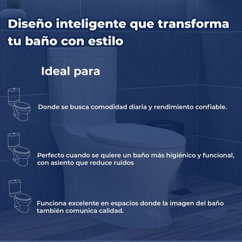 Sanitario WC dos piezas Miura Alargado Helvex 4.8 L