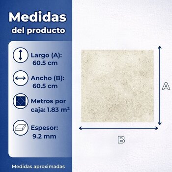 Piso Gris Bernal Tipo Cantera Vitromex 60.5X60.5 1.83M2