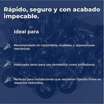 Tornillo Punta Broca Cabeza Extra Plana 8 mm x ½ pulg