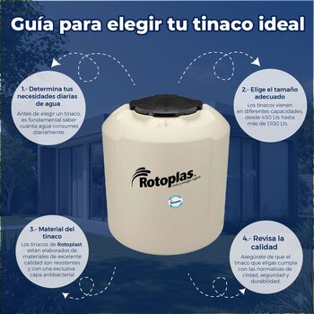 Tinaco Plus Beige 450 L c/herrajes y Filtro 98 X 87