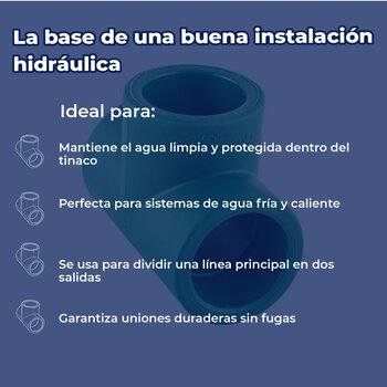 Tee Tuboplus Rotoplas 1½ pulg para Instalaciones Hidráulicas