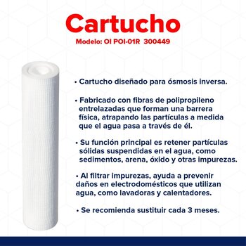 Cartucho de Repuesto Polipropileno Osmosis Rotoplas