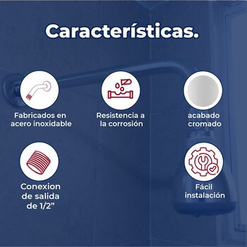 Brazo y Chapetón para Regadera de 39 cm de longitud Rugo 45BRA