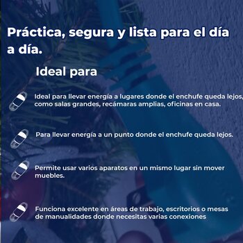 Extensión Eléctrica Domestica Volteck 4 M Clavija Plana Verde