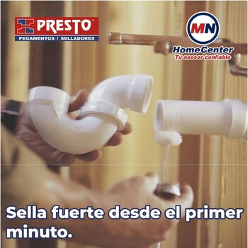Pegamento Presto PVC 236 ml ¼ l Para tuberías