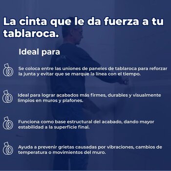 Cinta de Papel para Uniones con Refuerzo Fysco 5CM X 75M