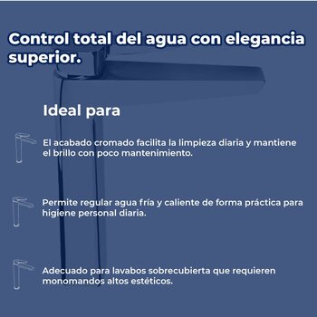 Llave Monomando Para Lavabo Alto Sin Contra Spiga cromo Helvex