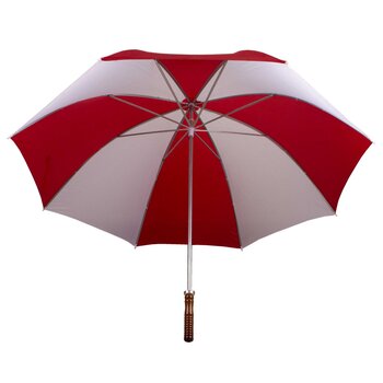 Paraguas portátil para lluvia estilo golf rojo y blanco