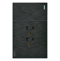 Placa 1 Apagador Sencillo 2 Contactos Lucek Flat Negro