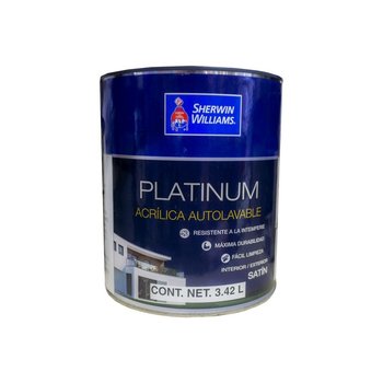 Pintura Vinil Acrilica Satinada Platinum Extra White 3.78 L