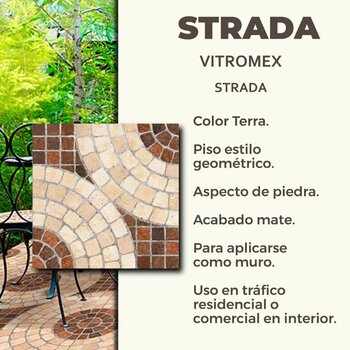 Piso Geométrico Strada Terra Tipo Piedra Vitromex 45x45 cm