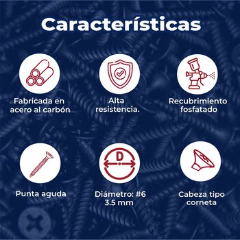 Tornillo Estándar 6 mm x 1 5/8 pulg (Precio por kilo)