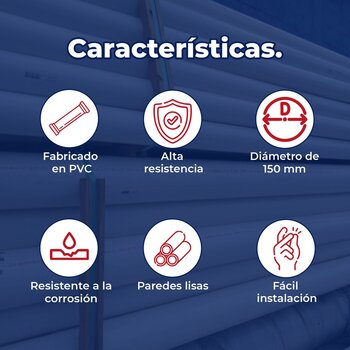 Tubo Sanitario PVC Norma 6 pulg x 6.10 m Durman