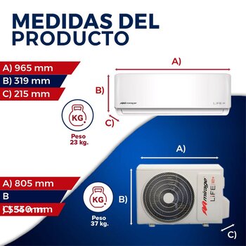 Minisplit 1.5 Ton Solo Frío 220 V Mirage Life 12