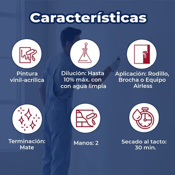 Pintura Vinil Acrílica Mate Classic Blanco 19 L
