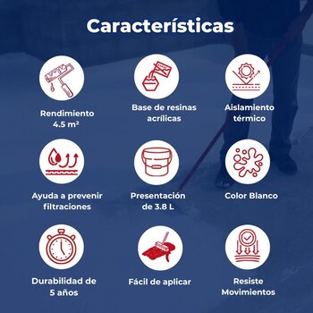 Impermeabilizante Acrílico Fibratado Blanco Impac 5000 3.8 L