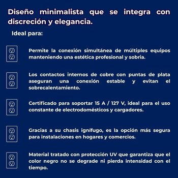 Placa de Contacto Duplex Color Negro Luxica