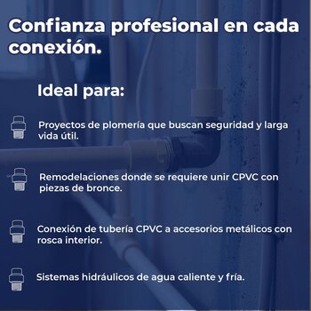 Conector CPVC Rosca Exterior Bronce 13 mm