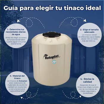 Tinaco Plus Beige 2500 L c/herrajes y Filtro 1.75 X 1.45