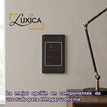 Placa Con 2 Apagadores Sencillos y 1 Contacto Color Negro Luxica