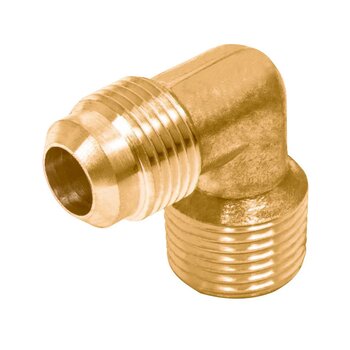 Codo Terminal Gas Latón 3/8 x 1/2 pulg 90 Grados