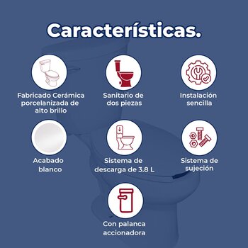 Sanitario Alargado Blanco Austral de Palanca Helvex 3.8 L