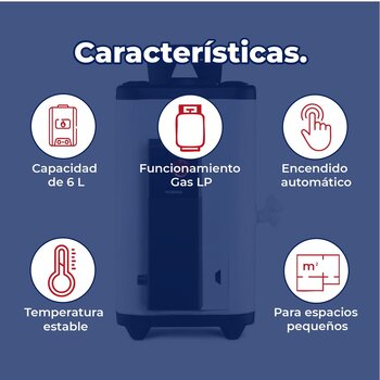 Calentador Paso Rápida Recuperación Calorex Poderus Gas LP 6 L