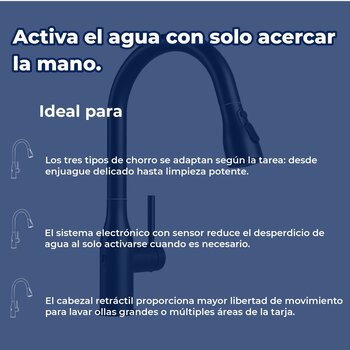 Llave Monomando de fregadero electrónico sensor Practika Helvex
