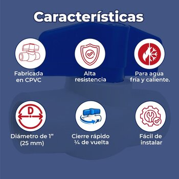 Válvula de Esfera CPVC 1 Pulgada (25 mm) para Sistemas de Agua