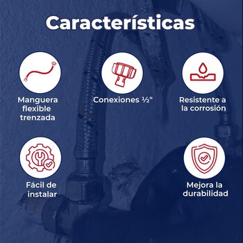 Manguera Para Sanitario Flexible Coflex 1/2X7/8X35 cm
