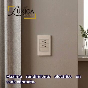 Placa Con 1 Apagador Sencillo y 2 Contactos Color Dorado Luxica
