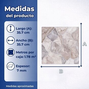 Piso Panuco Ceniza Tipo Piedra Vitromex 35.7X35.7 1.78M2