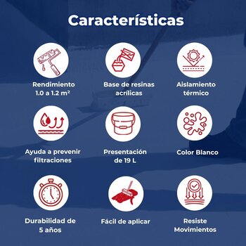 Impermeabilizante Acrílico Fibratado Blanco Impac 5000 19 L