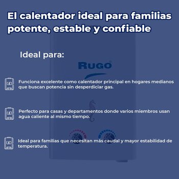 Calentador Paso 12 L Rugo Gas Natural Incluye Kit de Instalación