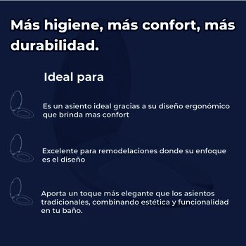 Asiento Para Sanitario Cierre lento Alargado Tapa Helvex AT-1