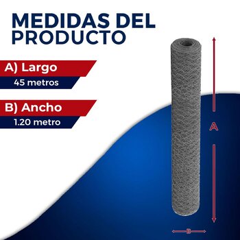 Malla Hexagonal DeAcero 1.20 x 45 M Calibre 22