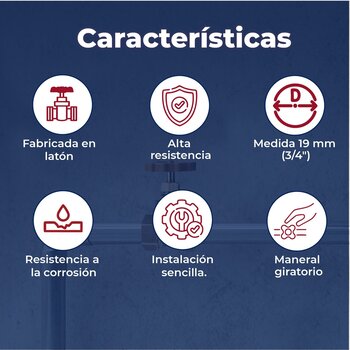 Válvula de Compuerta Roscable Urrea 19 mm (3/4") de Latón