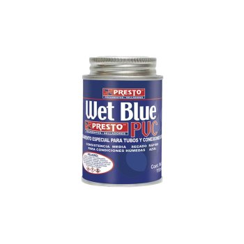 Pegamento PVC Presto Wet Blue Para condiciones Humedas1/8 118 ml