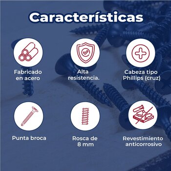 Tornillo Punta Broca PermaBase 8 mm x 1¼ pulg