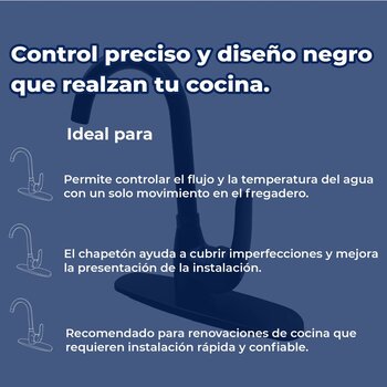 Llave Monomando al Piso Para Fregadero Rugo Acabado Negro