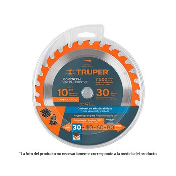 Disco Sierra Madera 40 Dientes Truper 10 pulg Centro 5/8